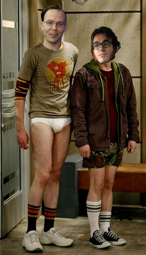 phil fish en el papel de Leonard y J.Blow en el papel de Sheldon