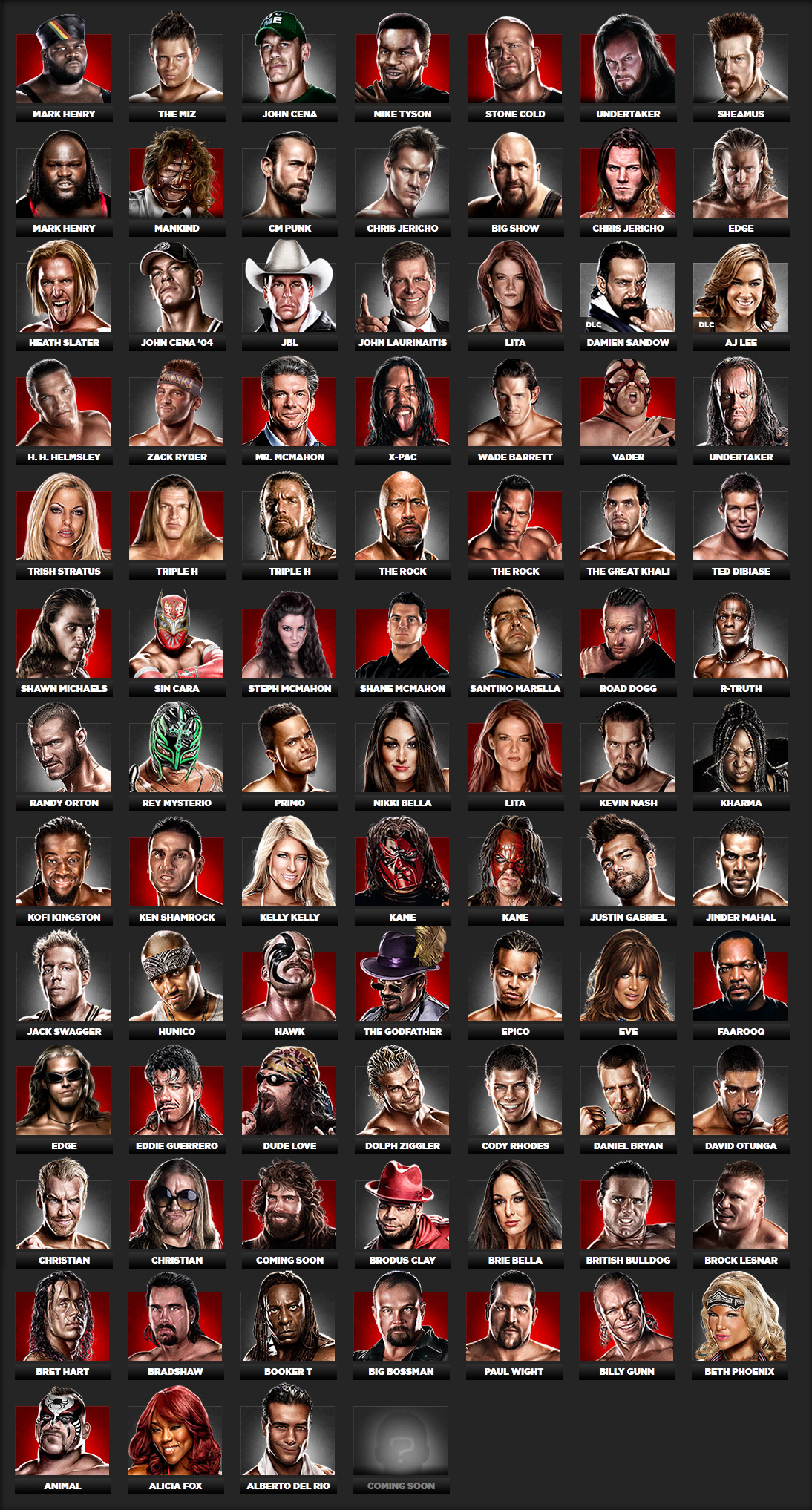 wwe 13 roster